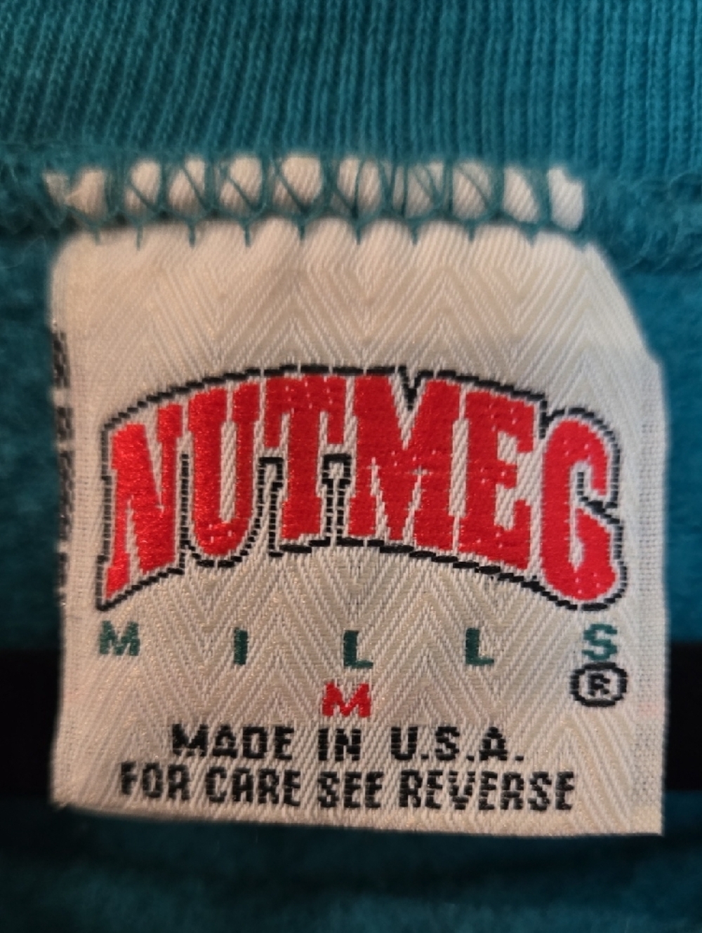 Vintage NUTMEG 1994 Miami Dolphins Teal Crewneck Sweatshirt - Picture 2 of 6
